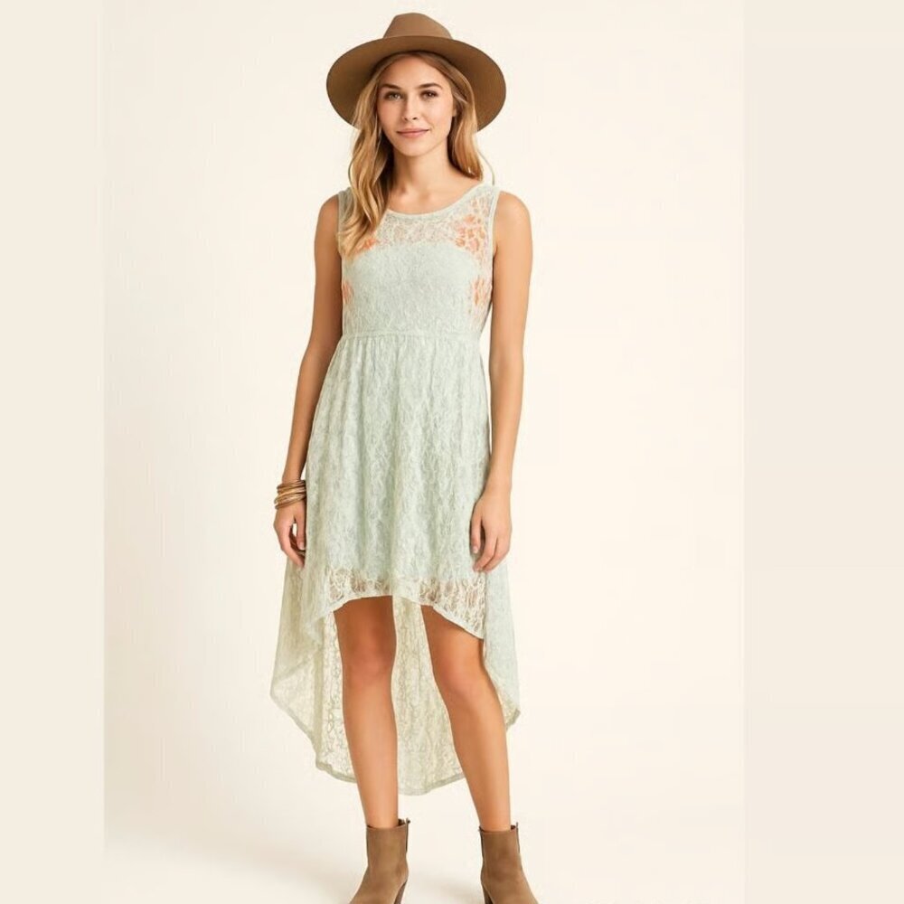 Free People Russian Nesting Doll Hi-Lo Lace Dress - Large